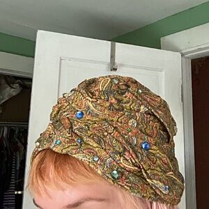 Antique gwenn pennington hat bejeweled! Rainbow paisley jewels